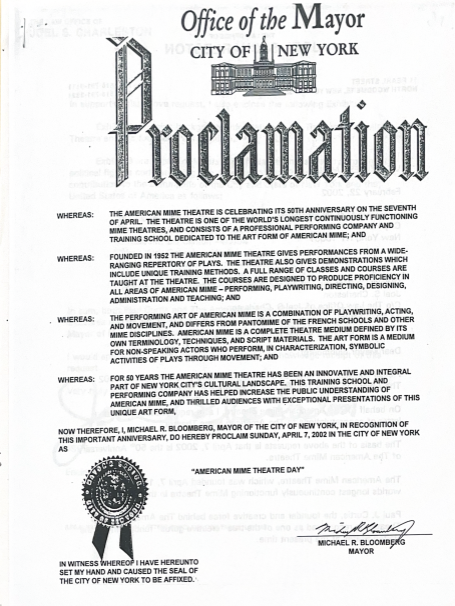 Proclamation of American Mime Theatre Day