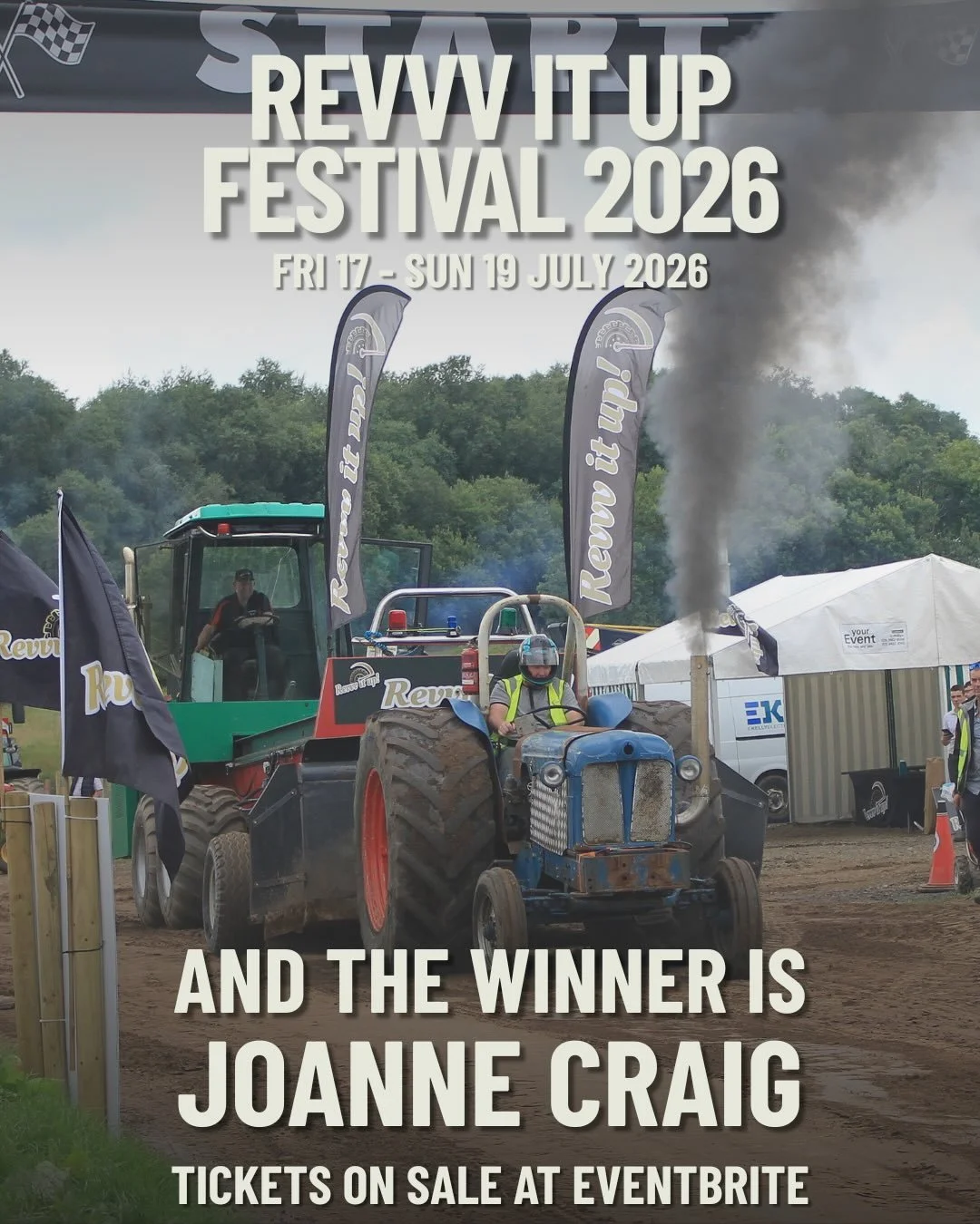 🥁 AND THE WINNER IS&hellip; 🥁

A massive congratulations to Joanne Craig via Facebook 🎉

You&rsquo;re heading to Revvv It Up Festival 2026 with a WEEKEND PASS for 4 people 🚜🔥

Please message our page so we can sort the tickets &ndash; get ready 