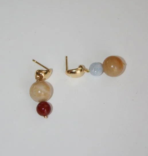 By Orly - Stevie Mismatch Gemstone Dangle Earrings - GOLD