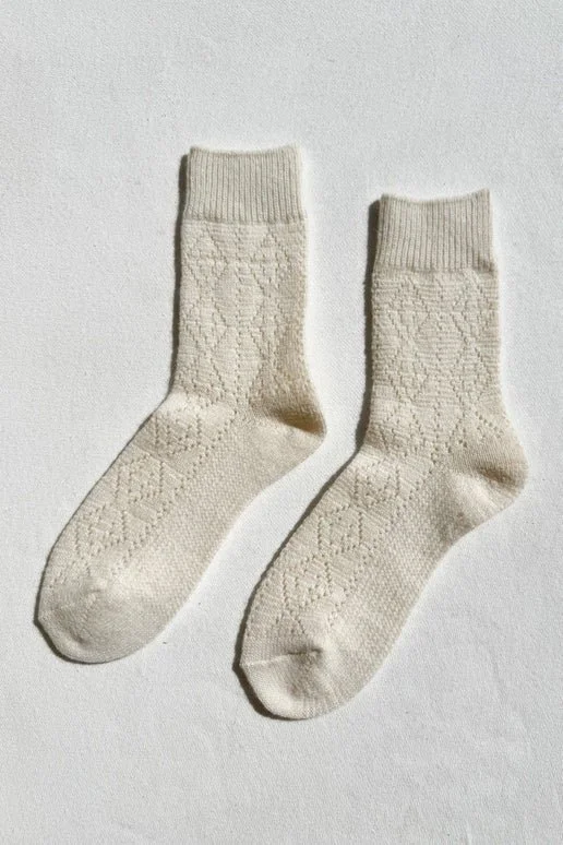 Le Bon Shoppe - Cashmere Pointelle Socks: Cream