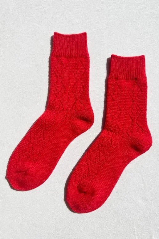 Le Bon Shoppe - Cashmere Pointelle Socks: Red