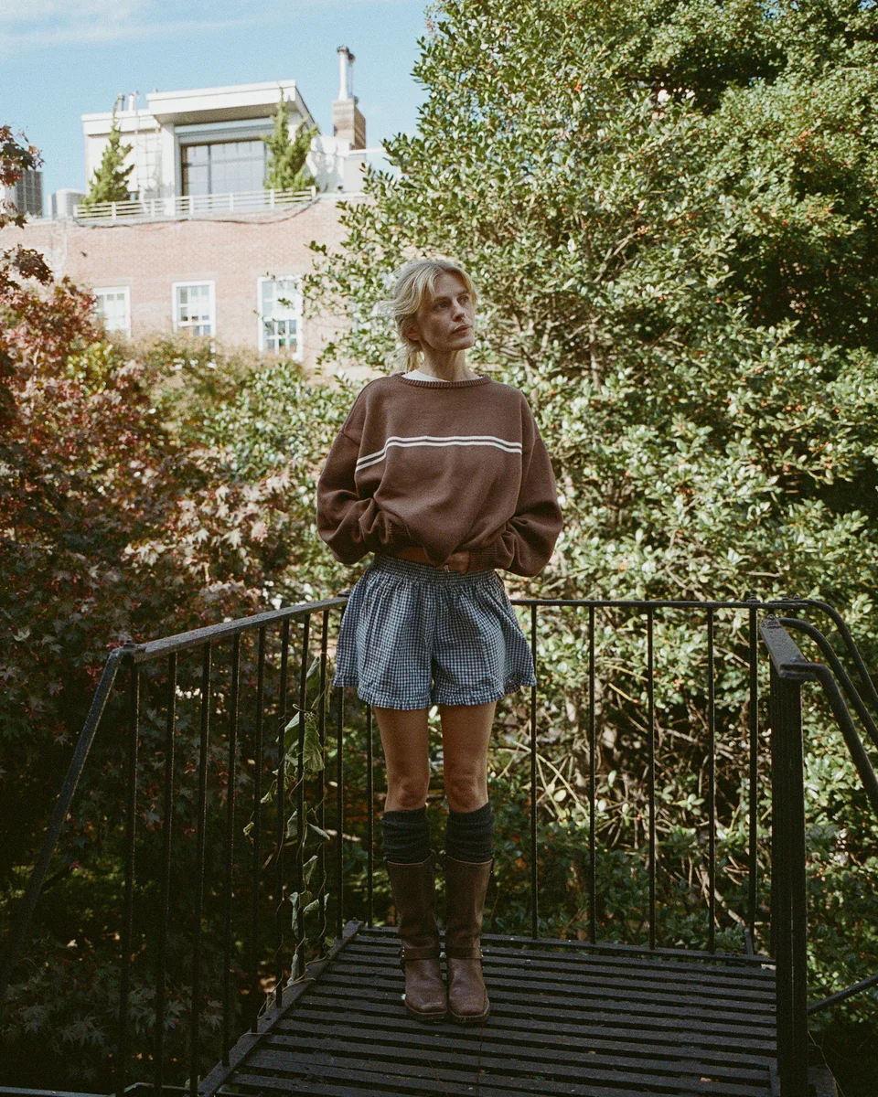 The "I can't believe it's not vintage" Crewneck - Brown Stripe