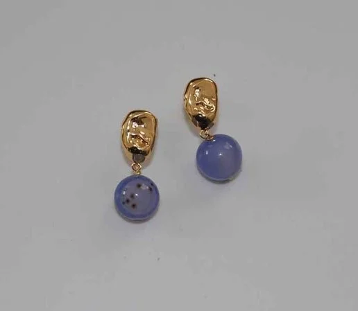 By Orly - Ziggy Gold-Filled Blue Chalcedony Dangle Earrings