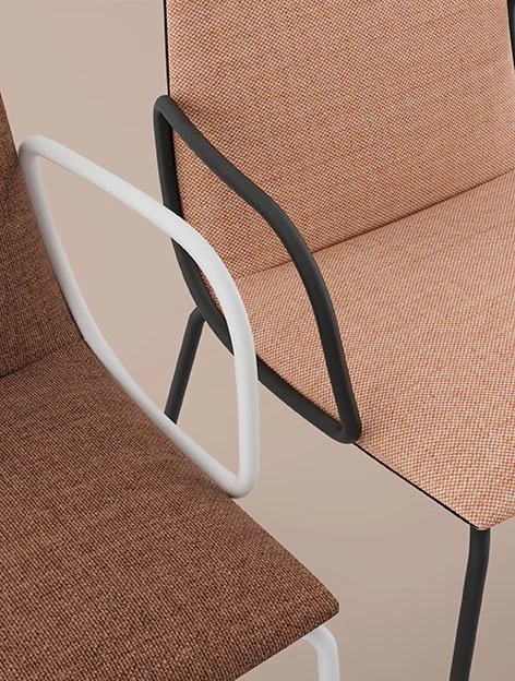 Close-up details of two chairs highlighting materials, craftsmanship, and design features.