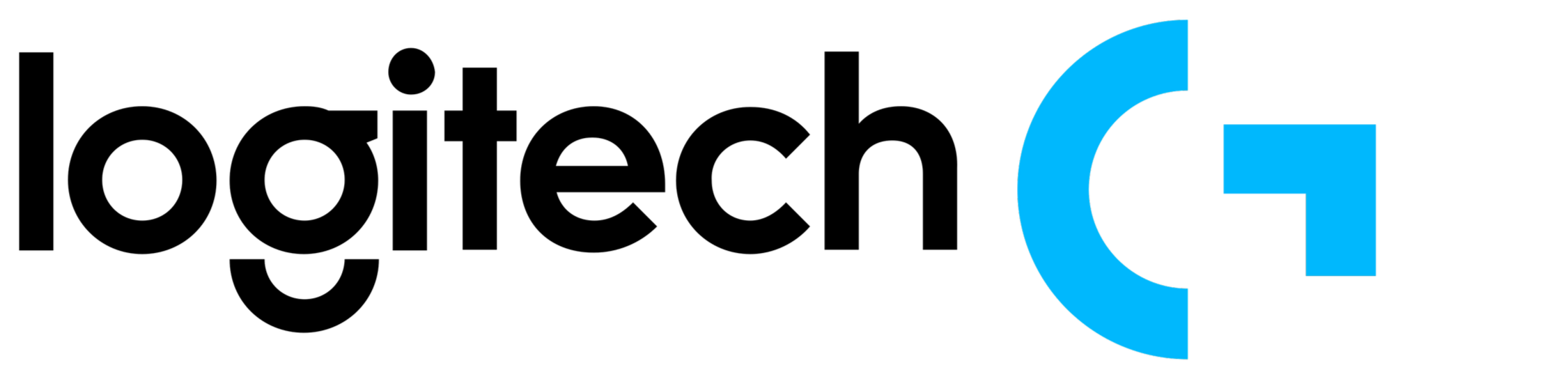 logitech logo in black and blue.