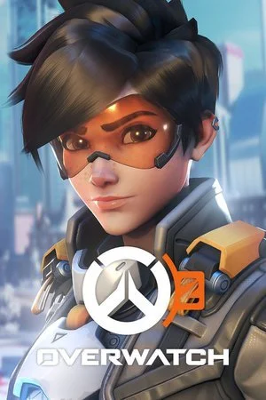 Animated female character from Overwatch 2 with short dark hair, wearing glasses, in a futuristic setting.