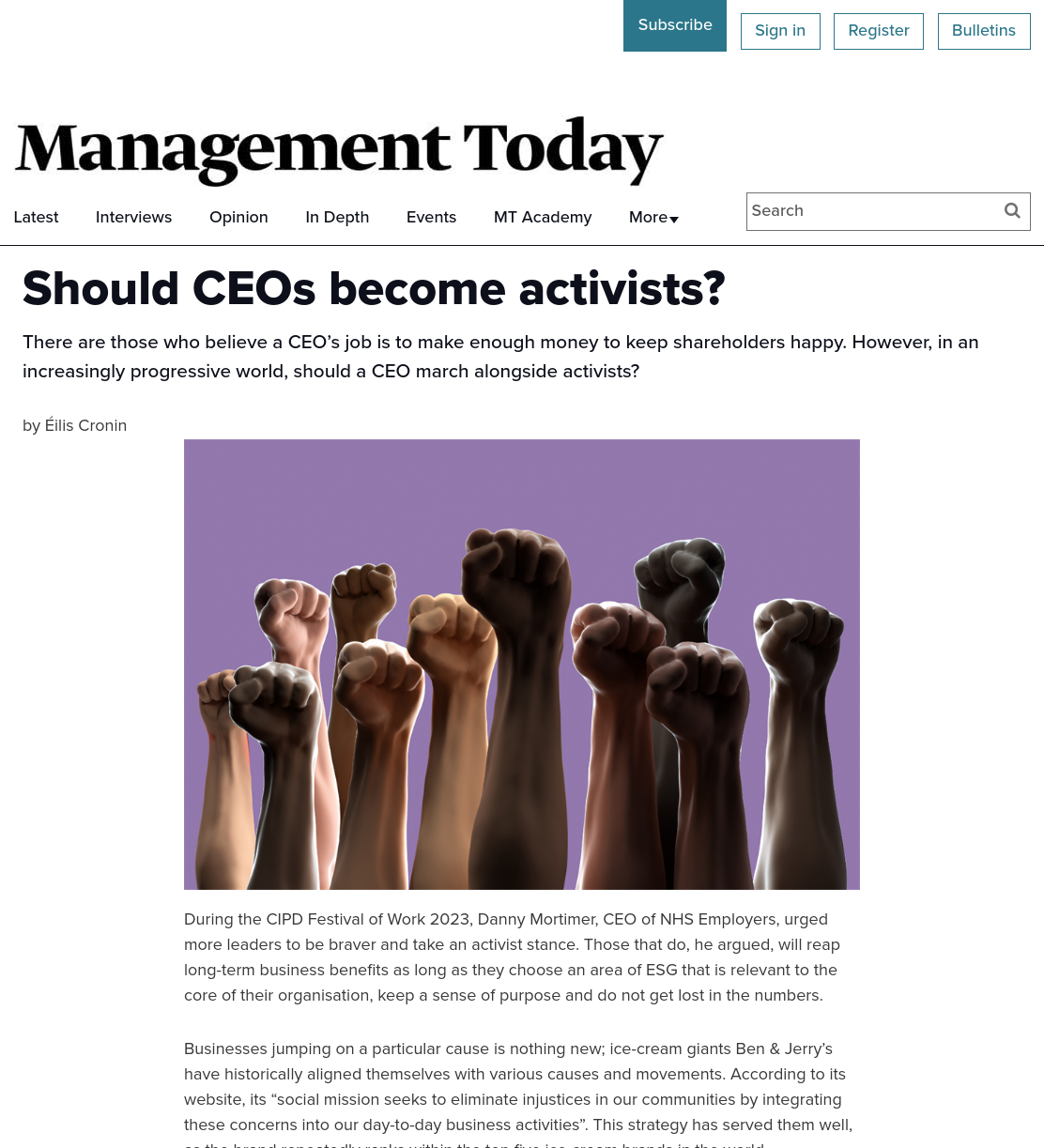 Multiple fists raised in protest against a purple background