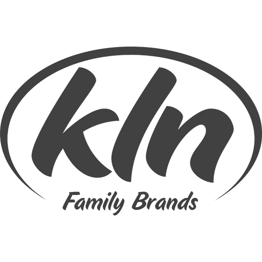 A KLN Family Brands logo in black and white.
