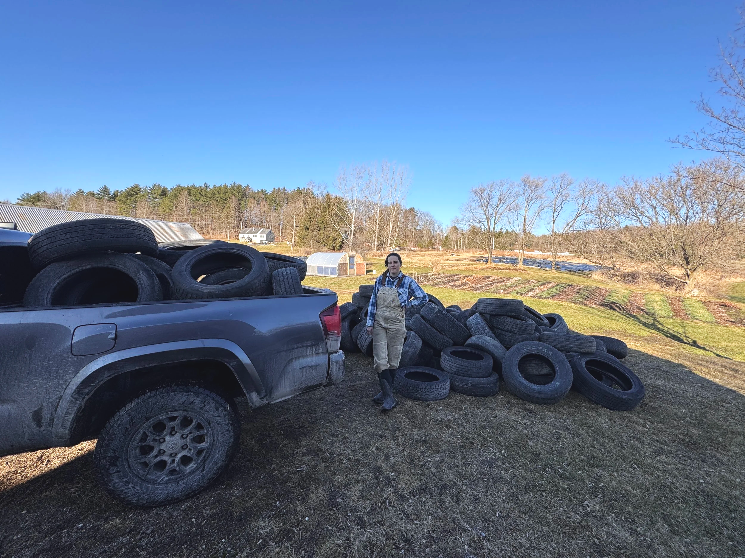 Ava with the tire delivery