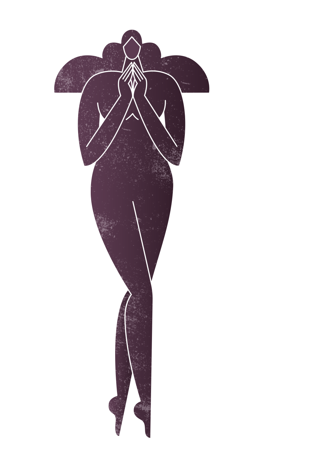 Eine stilisierte Illustration der Statue der Freiheit, hauptsächlich in dunklem Violett, mit einem schwarzen Hintergrund.