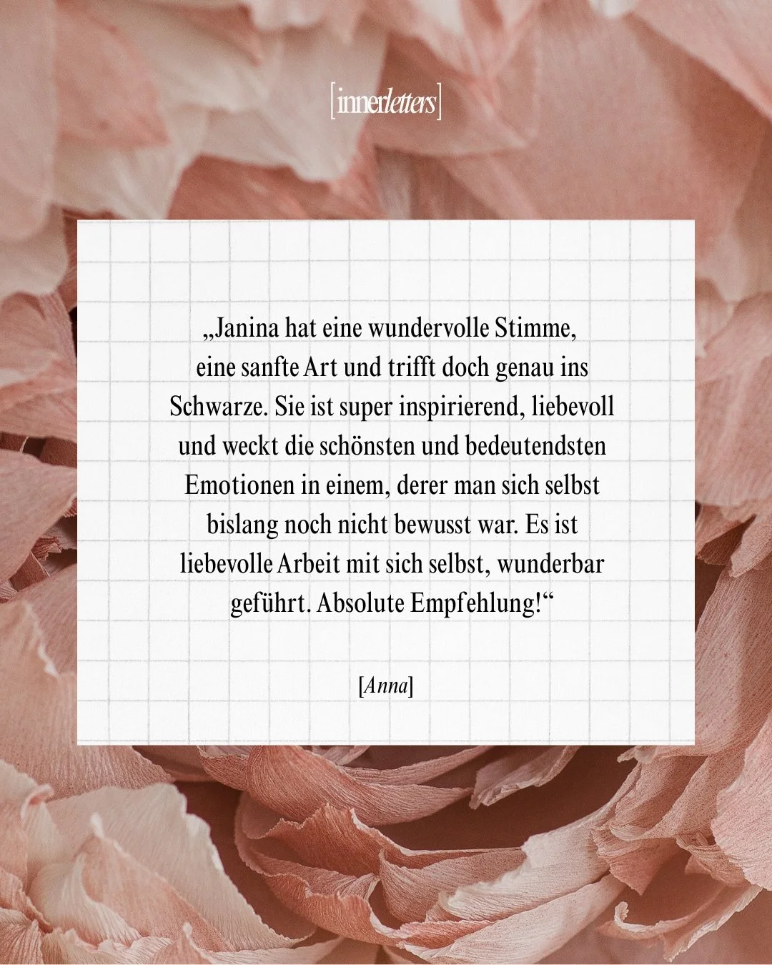 Why I do what I do 🥹🫶

Es ist so sch&ouml;n zu sehen, wie viel Kraft und Klarheit die Journaling-Workshops euch schenken.

Jedes Feedback erinnert mich daran, warum ich genau das tue: Menschen helfen, ihre innere Stimme zu h&ouml;ren und sich selbs