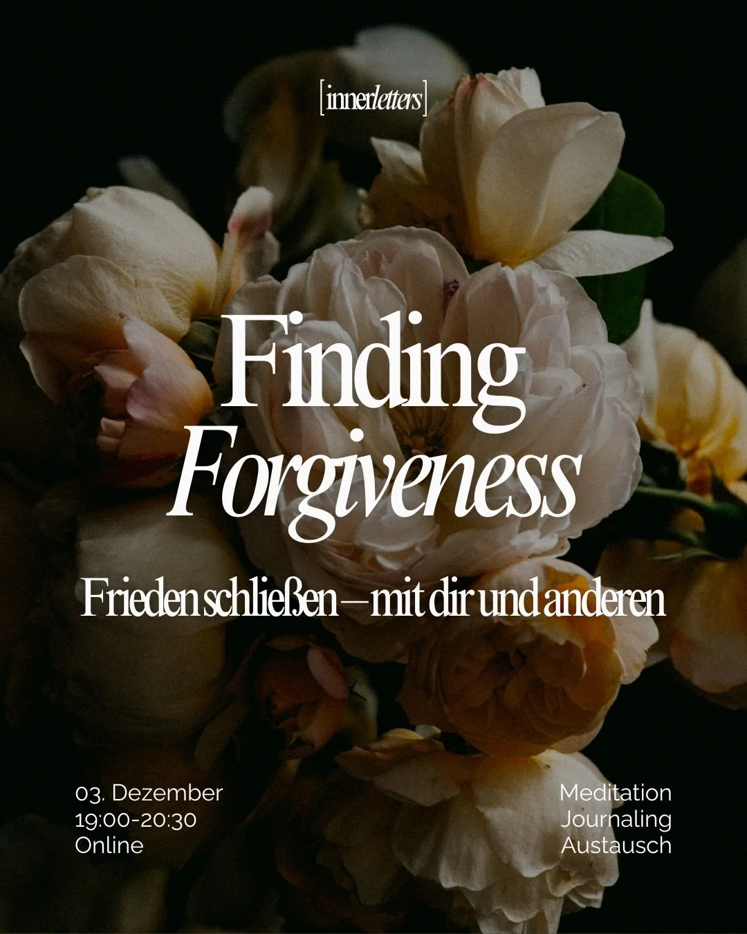 Vergebung beginnt in dir ✨ 

Manchmal tragen wir Geschichten mit uns herum, die schwerer sind, als wir zugeben. 

In diesem Online-Workshop &ouml;ffnen wir behutsam den Raum, um genau diesen Ballast &uuml;ber das Schreiben loszulassen. Ohne etwas sch