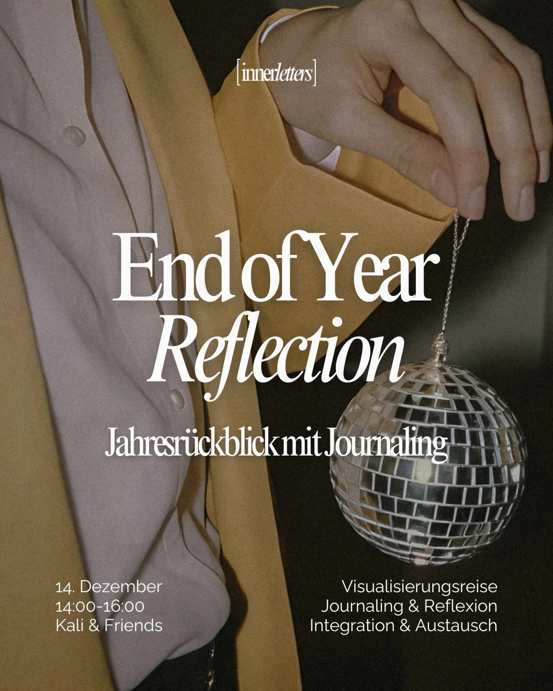 Zeit f&uuml;r einen achtsamen Jahresabschluss 🩶

Am 14. Dezember nehmen wir uns bewusst Zeit, das Jahr 2025 zu verabschieden.

Dieses besondere Event l&auml;dt dich dazu ein, alle Momente Revue passieren zu lassen - die H&ouml;hen genauso wie die Ti