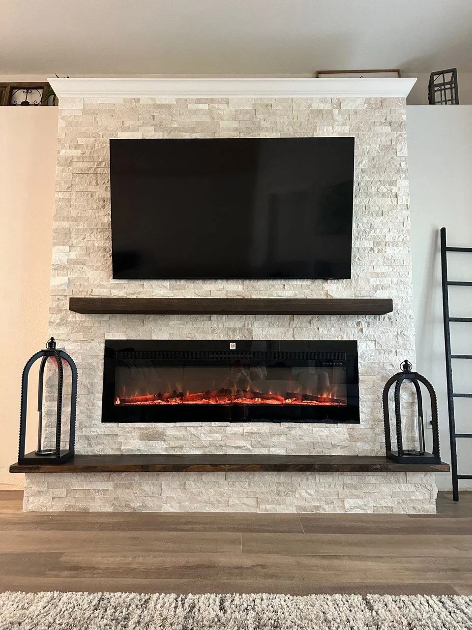 Ledger Stone Fireplace Media Wall
