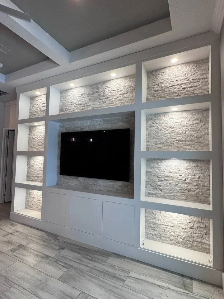 Apollo Beach Custom Built-In Entertainment Center | TV Media Wall Florida TVMEDIAWALL.COM
