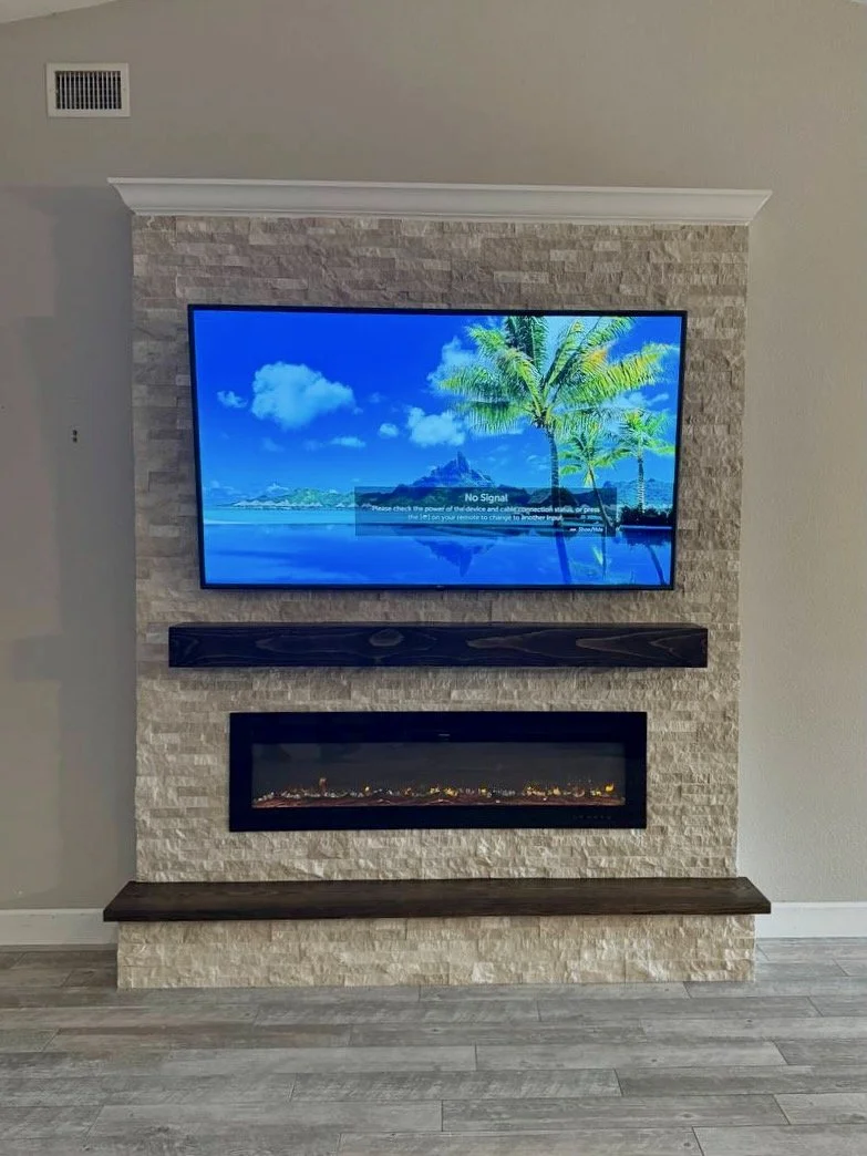 Ledger Stone Fireplace Media Wall in Orlando, FL