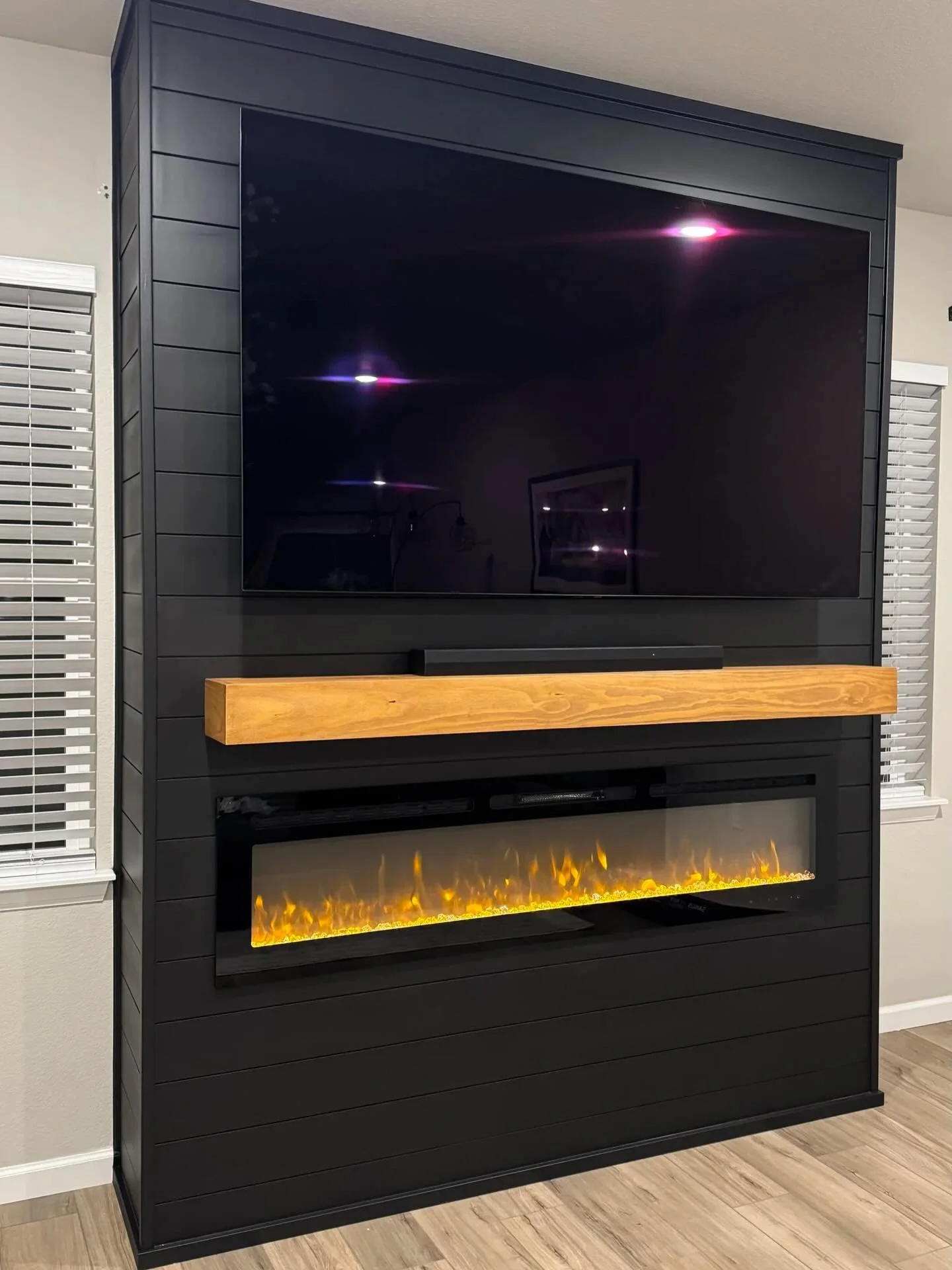 Shiplap Fireplace Media Wall in Sarasota, FL | Florida Media Walls and Entertainment Build-In Centers | tvmediawall.com
