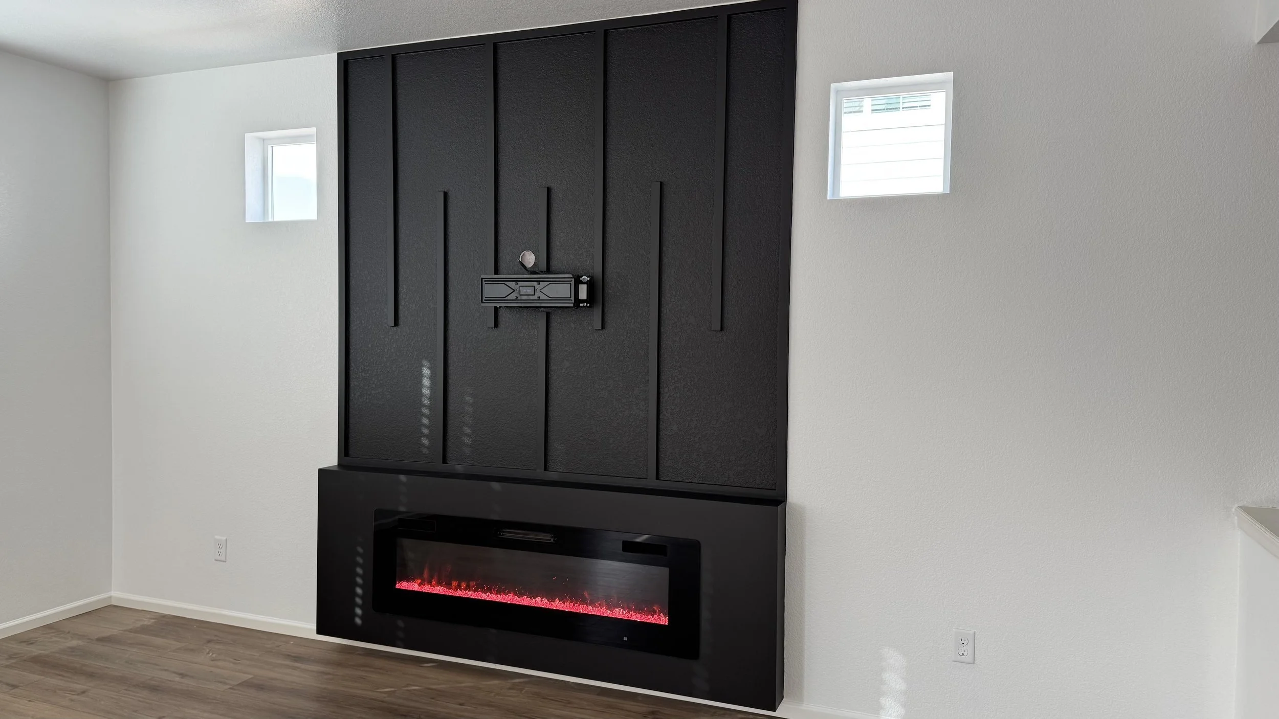 Fireplace Media Accent Wall in Black Finish, Tampa Area
