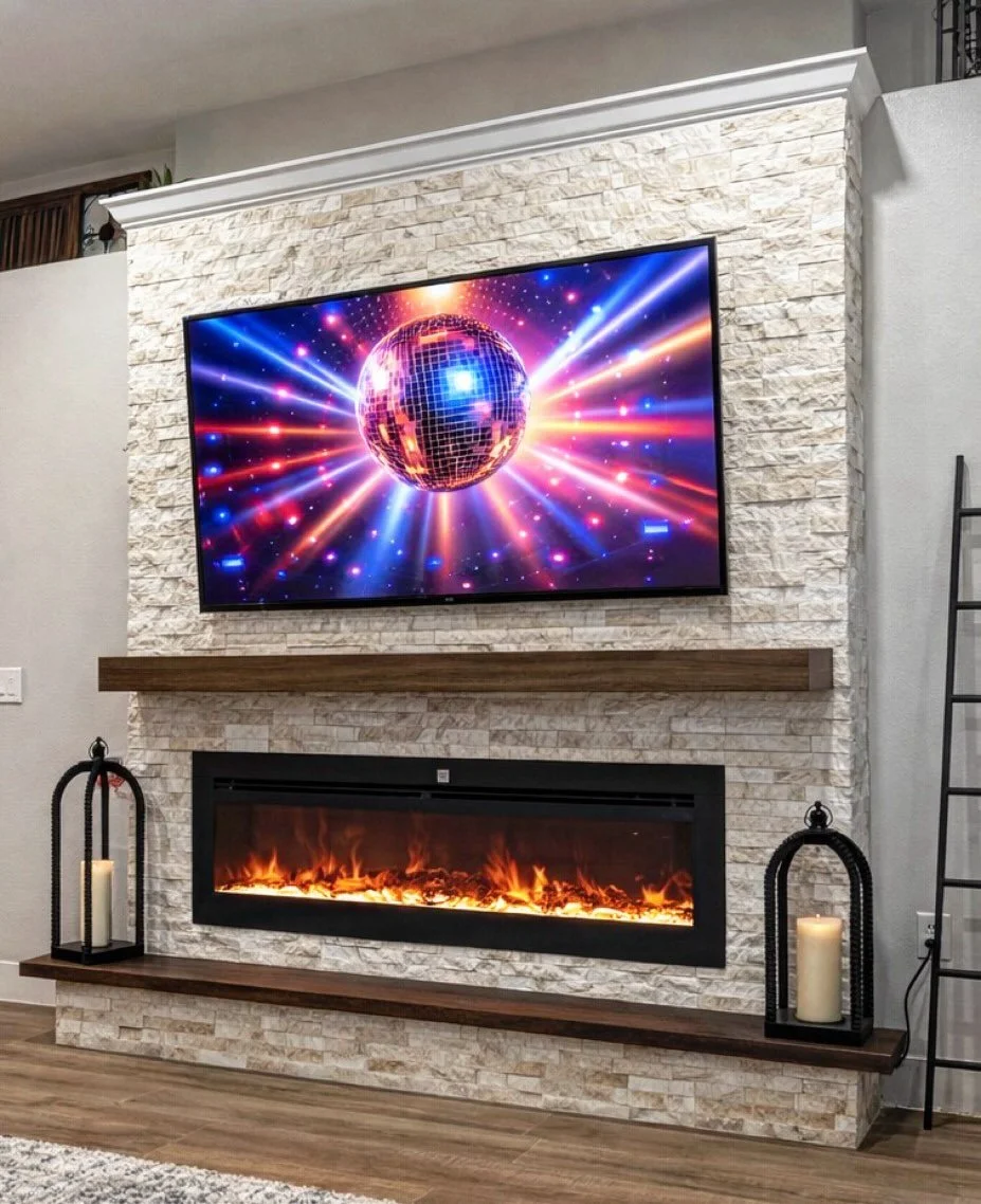 Ledger Stone Fireplace Media Wall | Florida Media Walls and Entertainment Build-In Centers | tvmediawall.com/models