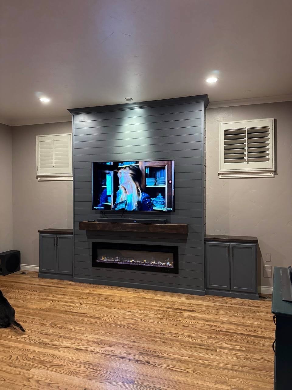 Fireplace Media Wall with Storage - Sarasota, Florida
