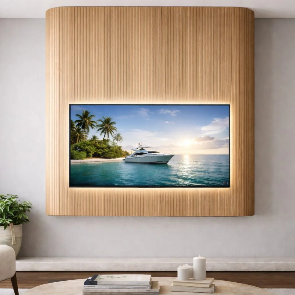 Arc Deco Media Wall | Florida Media Walls and Entertainment Build-In Centers | tvmediawall.com/models