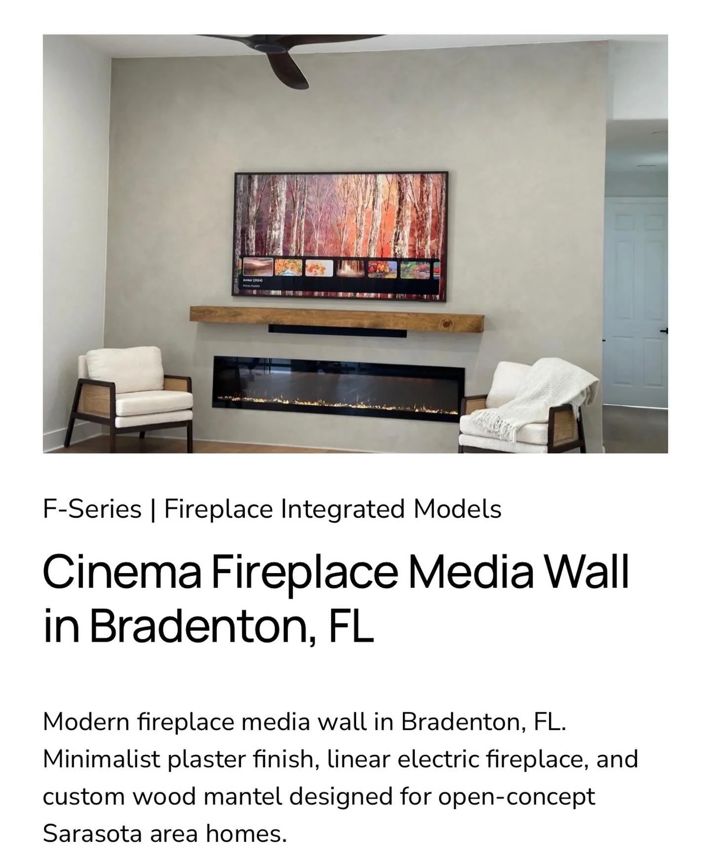 Cinema Fireplace Media Wall in Bradenton, FL | tvmediawall.com
