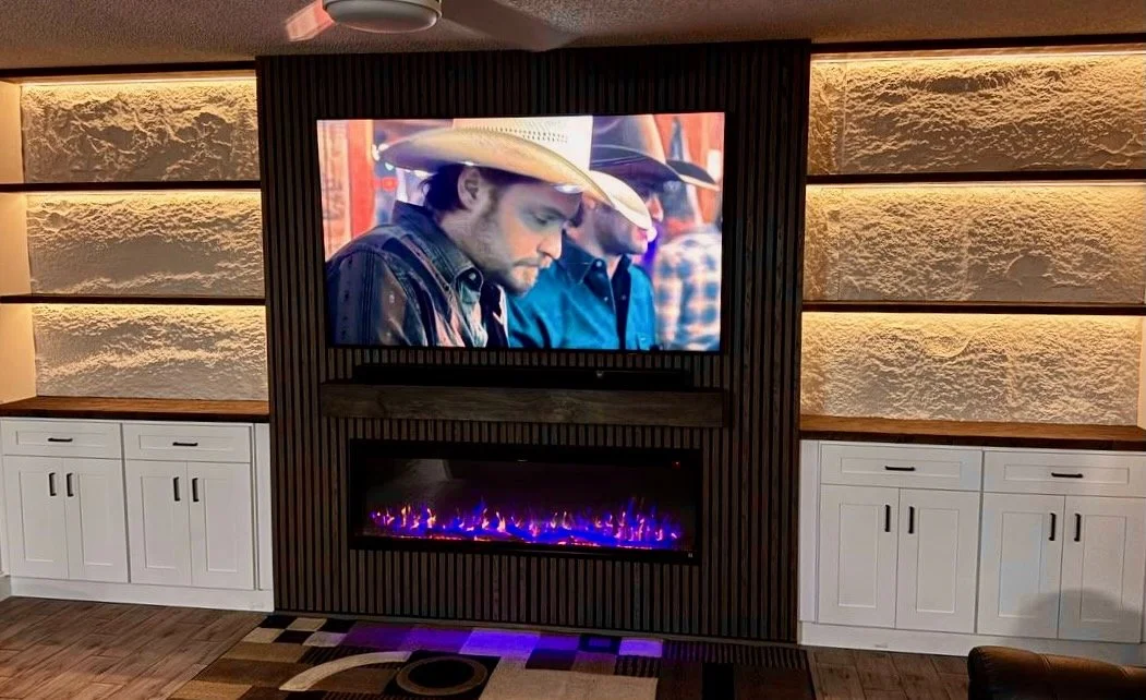 Custom Fireplace Media Wall with Storage in the Tampa Area