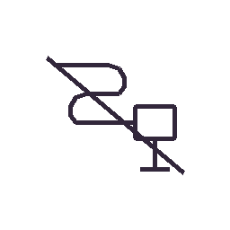 An icon of a computer monitor with a line crossing through it.