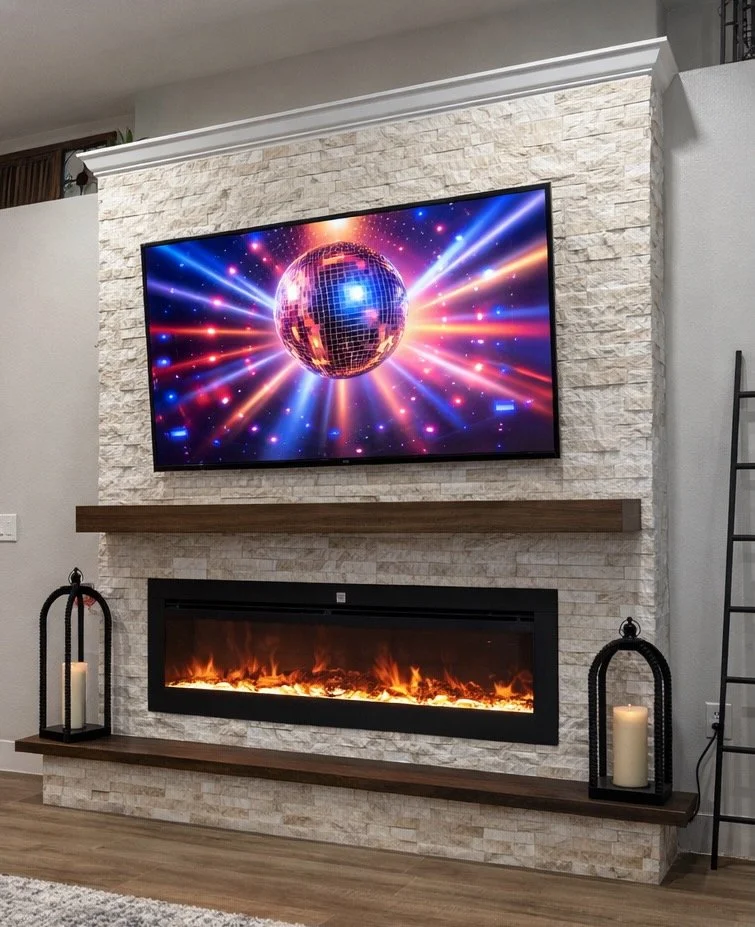 Ledger Stone Fireplace Media Wall