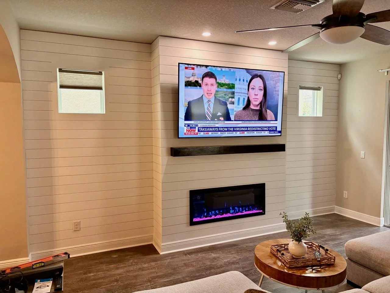 Shiplap Fireplace Media Wall Build-Out in St. Petersburg, Tampa Bay