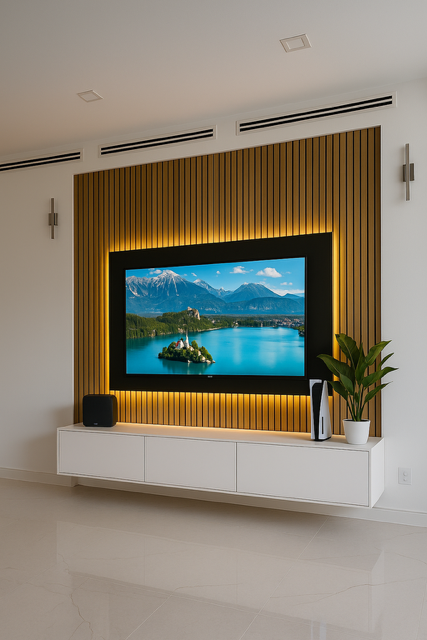 Floating TV Panel Media Wall