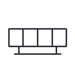 Silhouette of a modern sofa with four cushions
