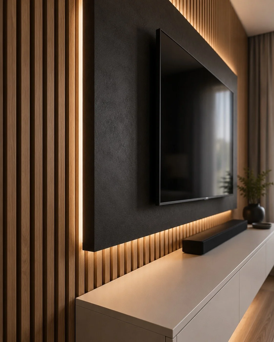 A-Series affordable media wall for a modern condo