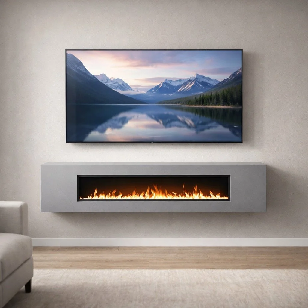 Ember Float Wall-Mounted Fireplace Media Wall, $2,500