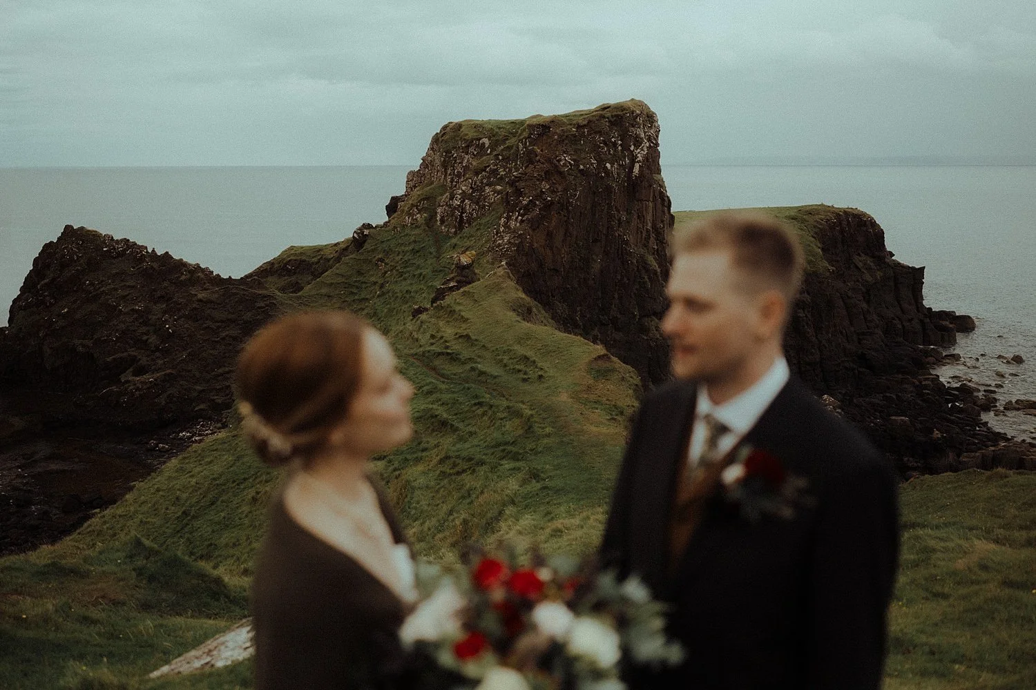 isle of skye elopement photography brothers point ceremony bride and groom