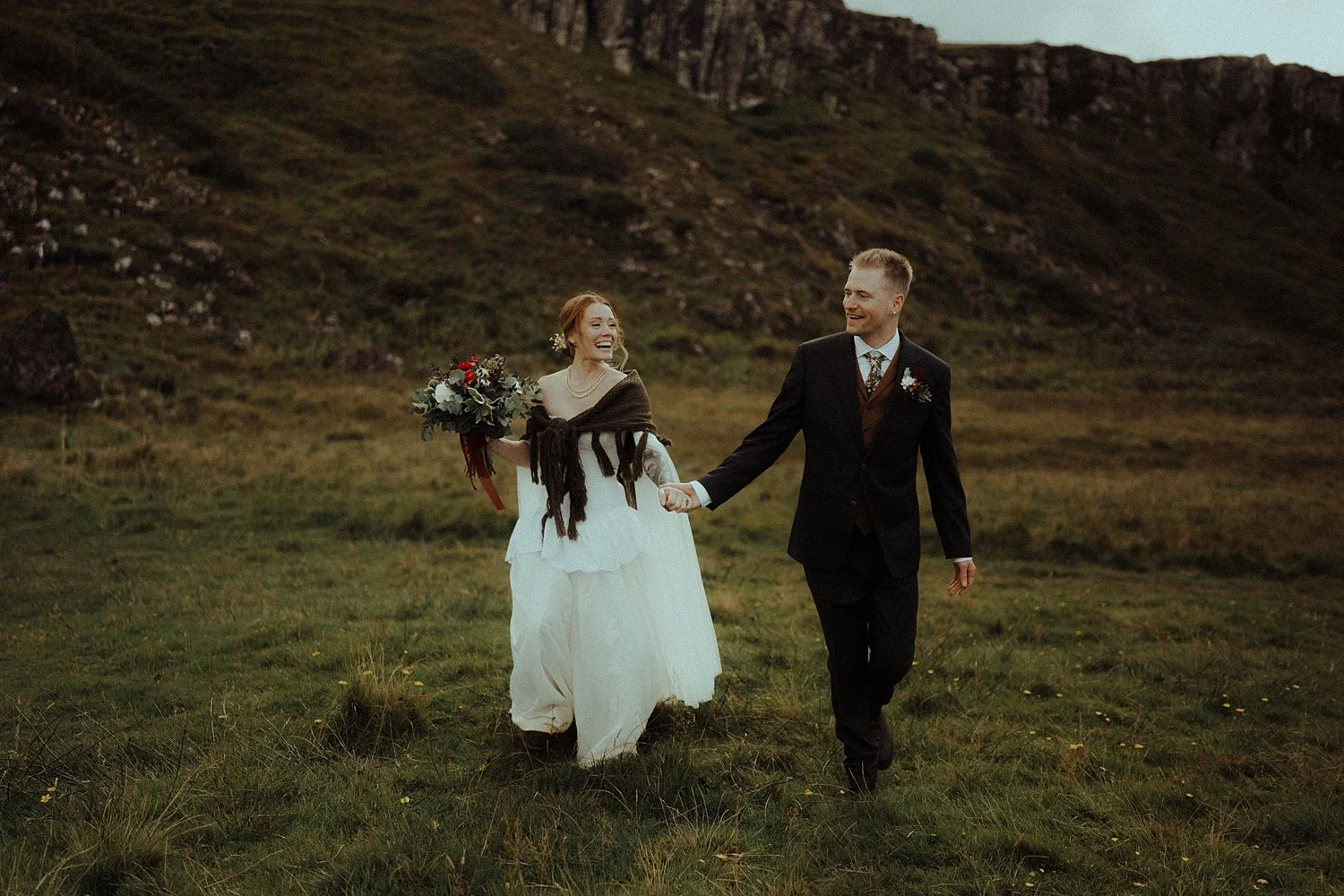 isle of skye elopement photography brothers point bride and groom portraits casual