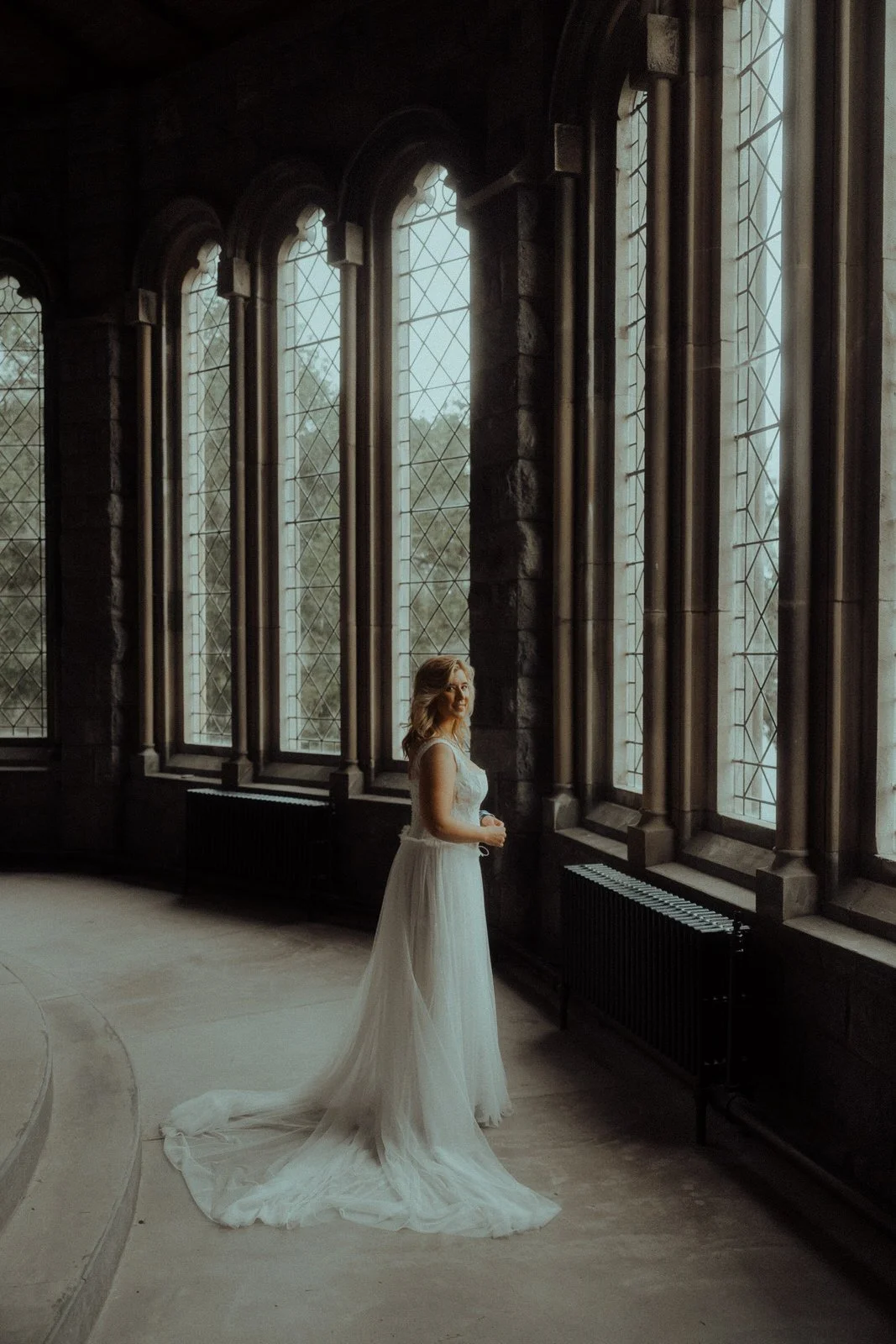 st conans kirk elopement photography bride portrait indoors