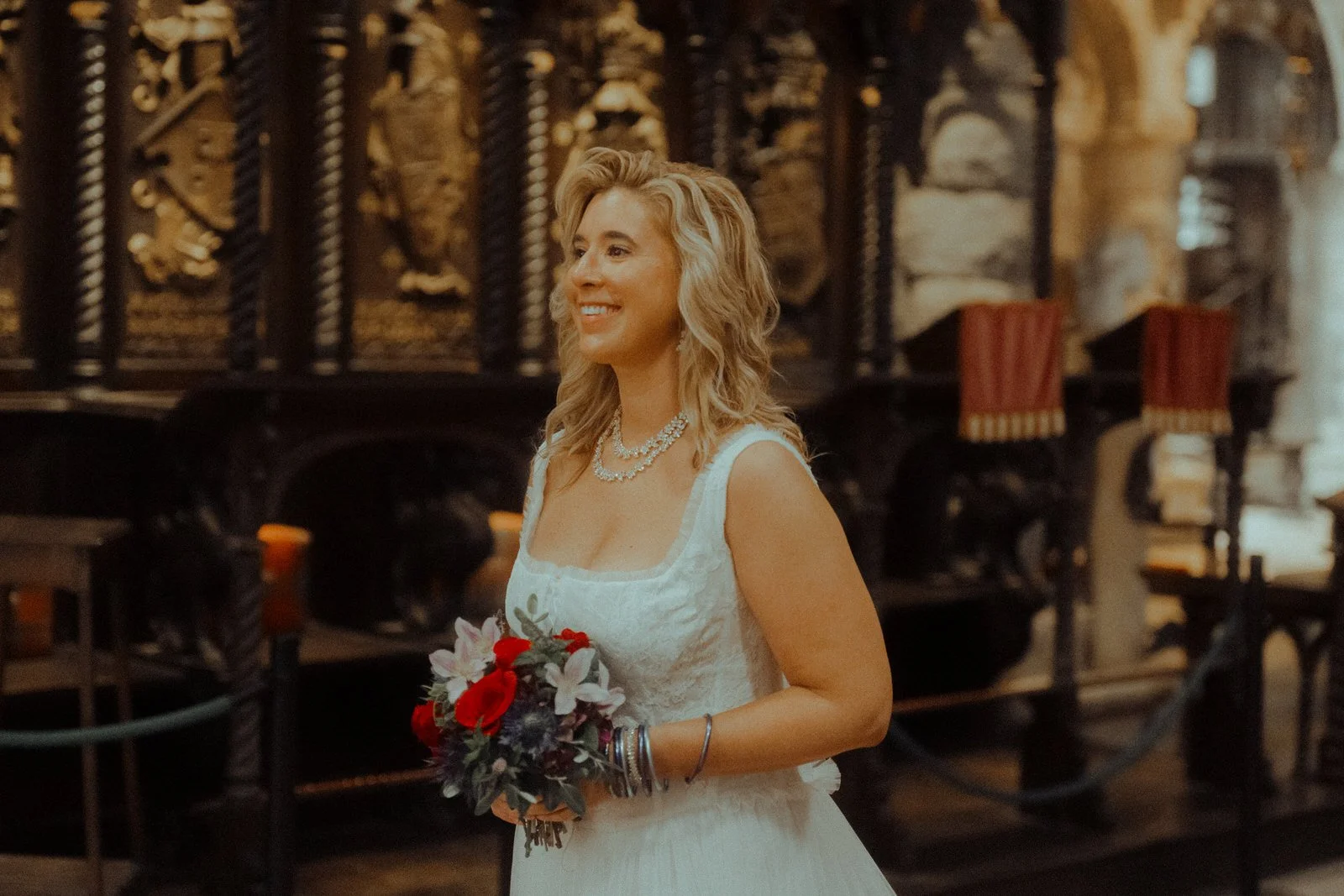 st conans kirk elopement photography bride walking down the aisle