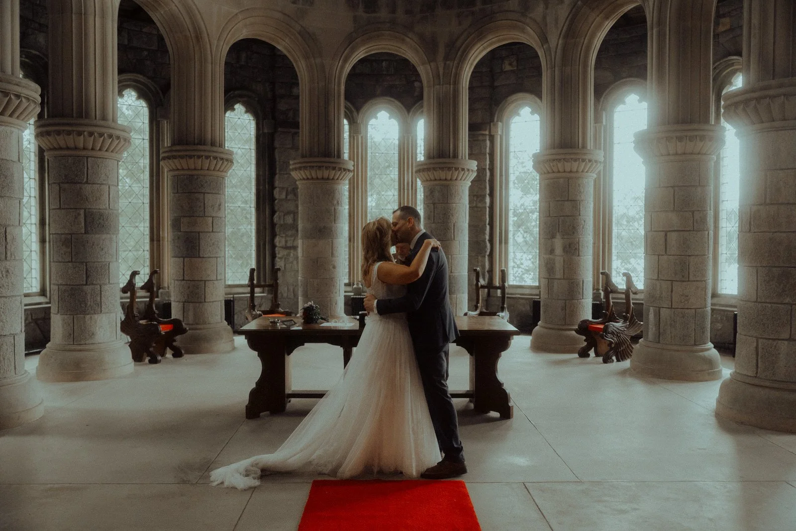 st conans kirk elopement photography bride and groom first kiss