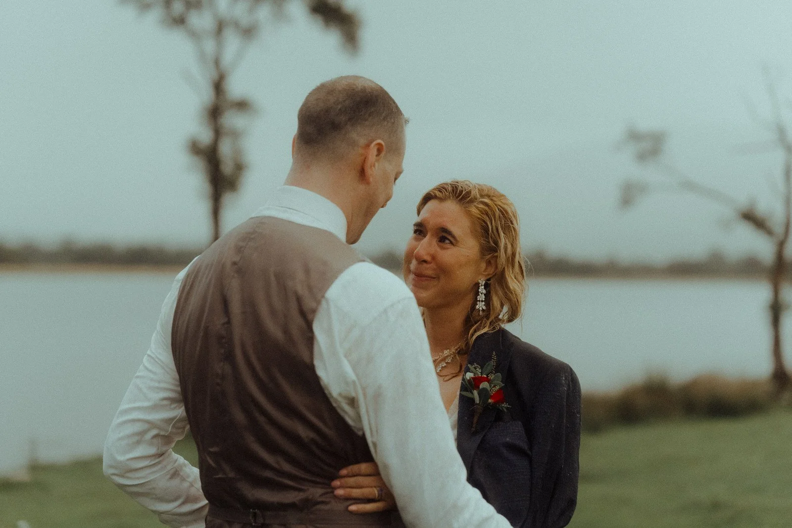 kilchurn elopement photo bride and groom crying tears