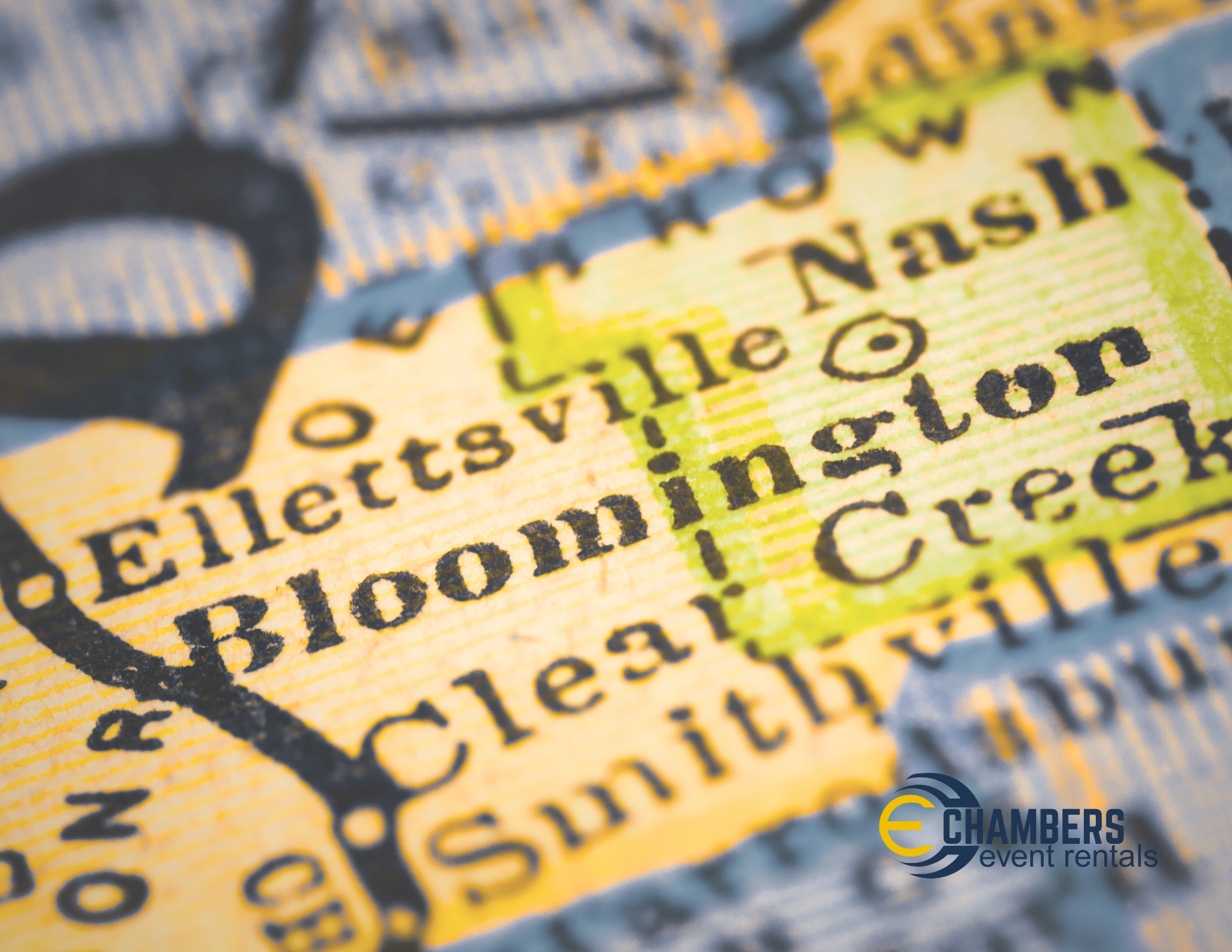 Close-up of a map showing Belfast, Northern Ireland, with the logo of Chambers Event Rentals in the bottom right corner.