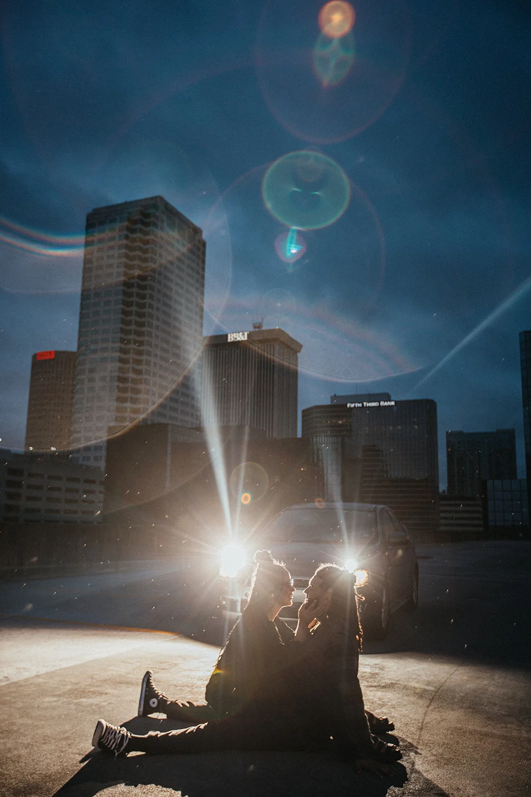 Rad Red Creative Tampa Wedding Photographer Downtown Nighttime Engagement Session