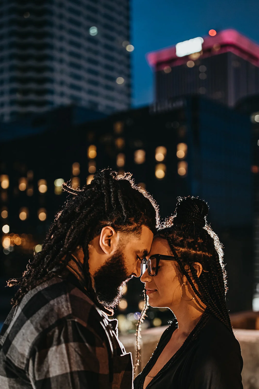 Rad Red Creative Tampa Wedding Photographer Downtown Nighttime Engagement Session