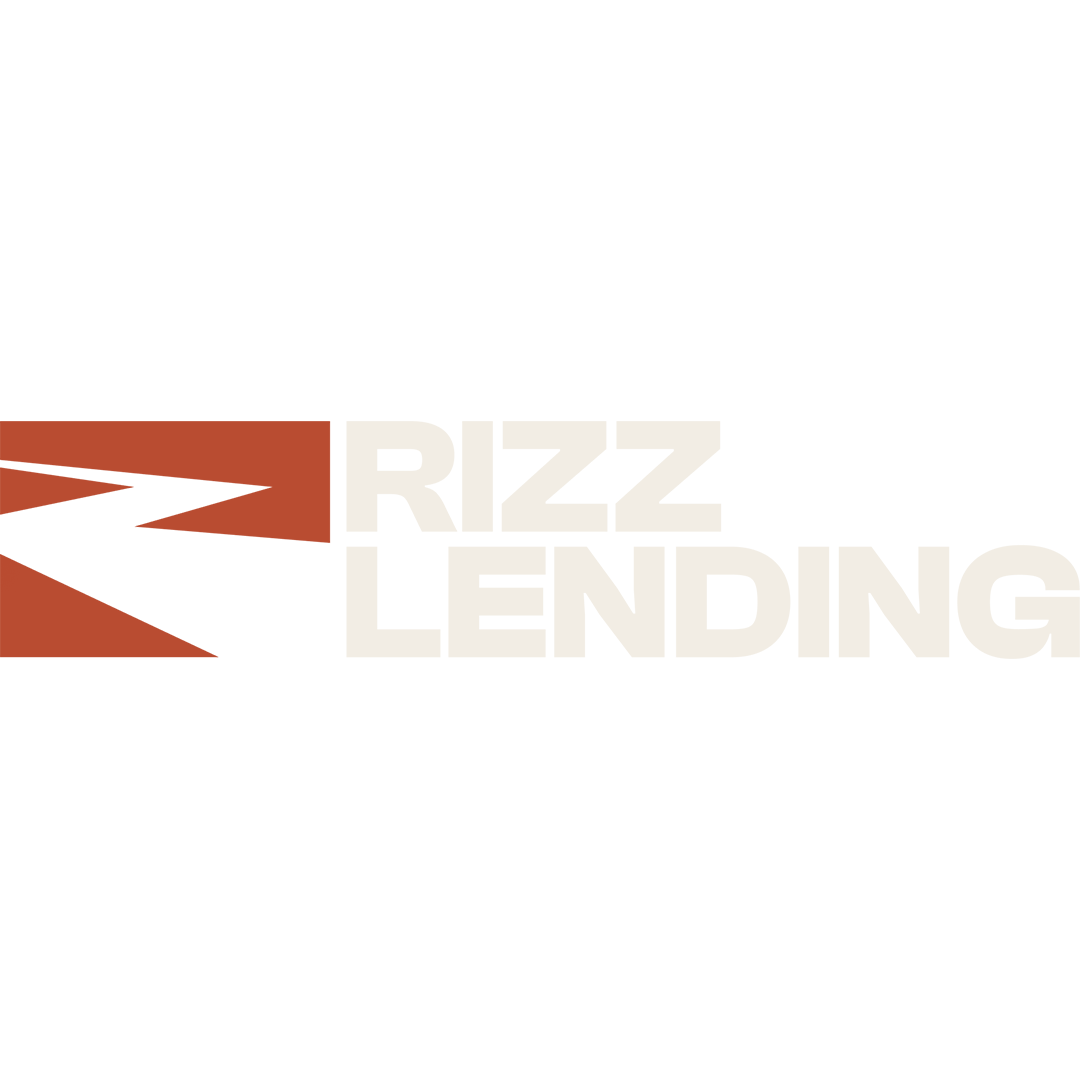 Logo for Rizz Lending featuring a stylized arrow inside a box and bold text.
