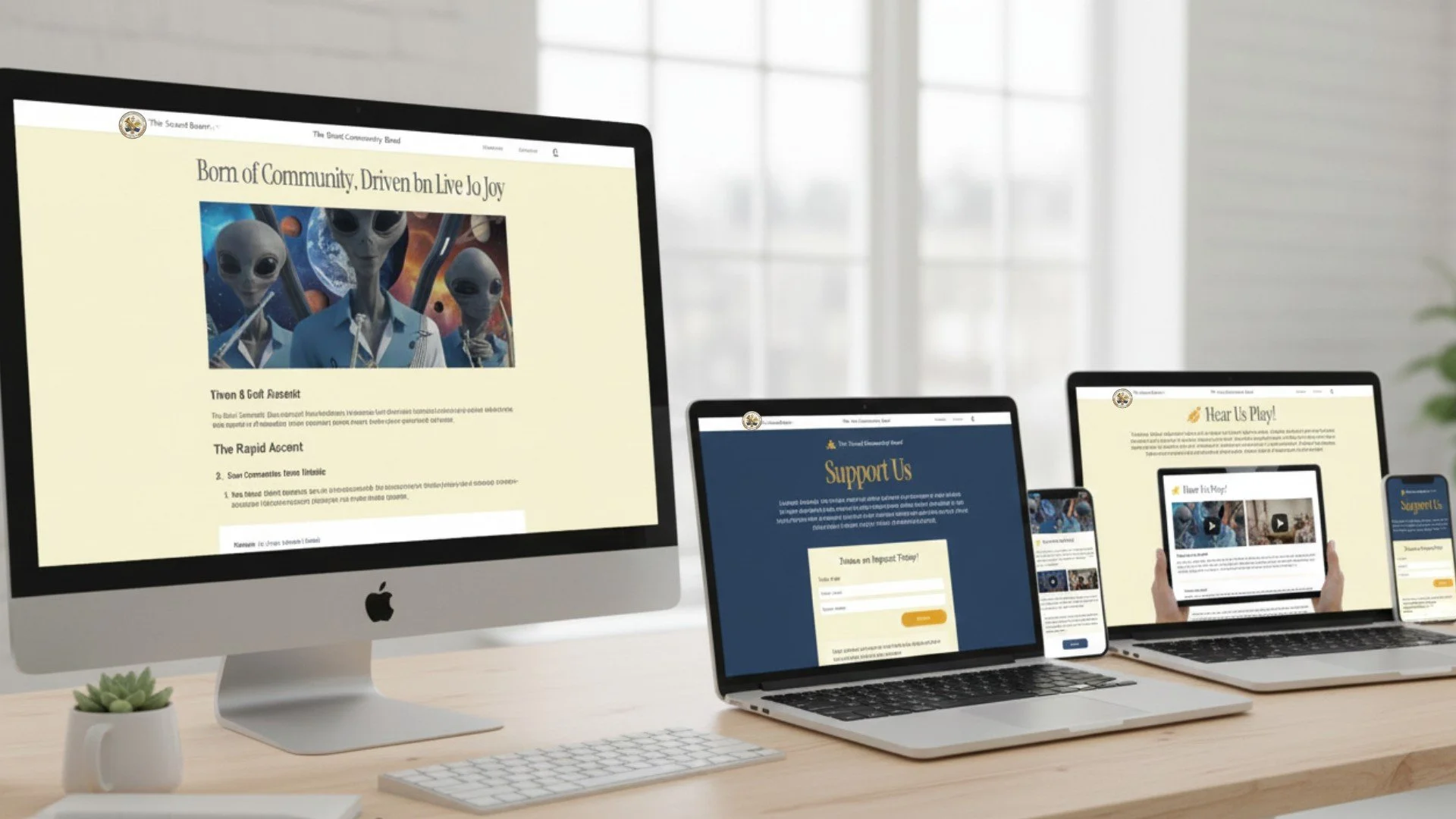 Bristol Community Band high converting newly created Squarespace website