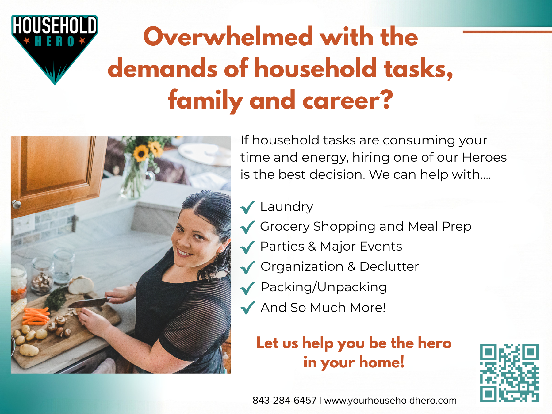 Your Household Hero magazine and social media ad for organization, declutter, meal prep, and events! 