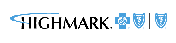 Highmark logo with blue medical symbols including a cross, caduceus, and shield.