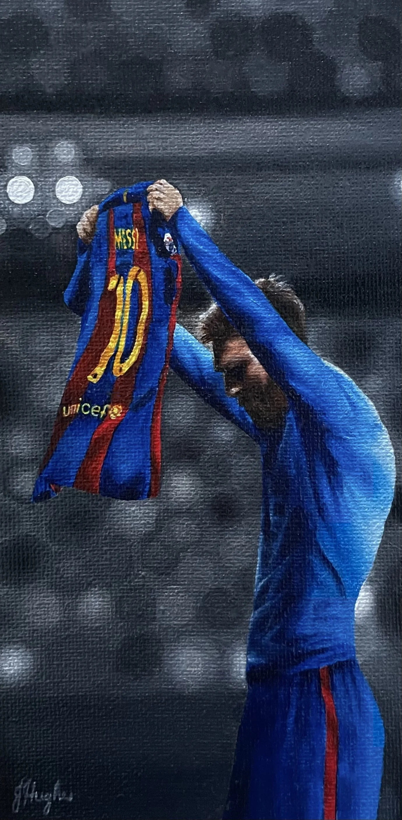 "Messi" 4x8in acrylic on canvas