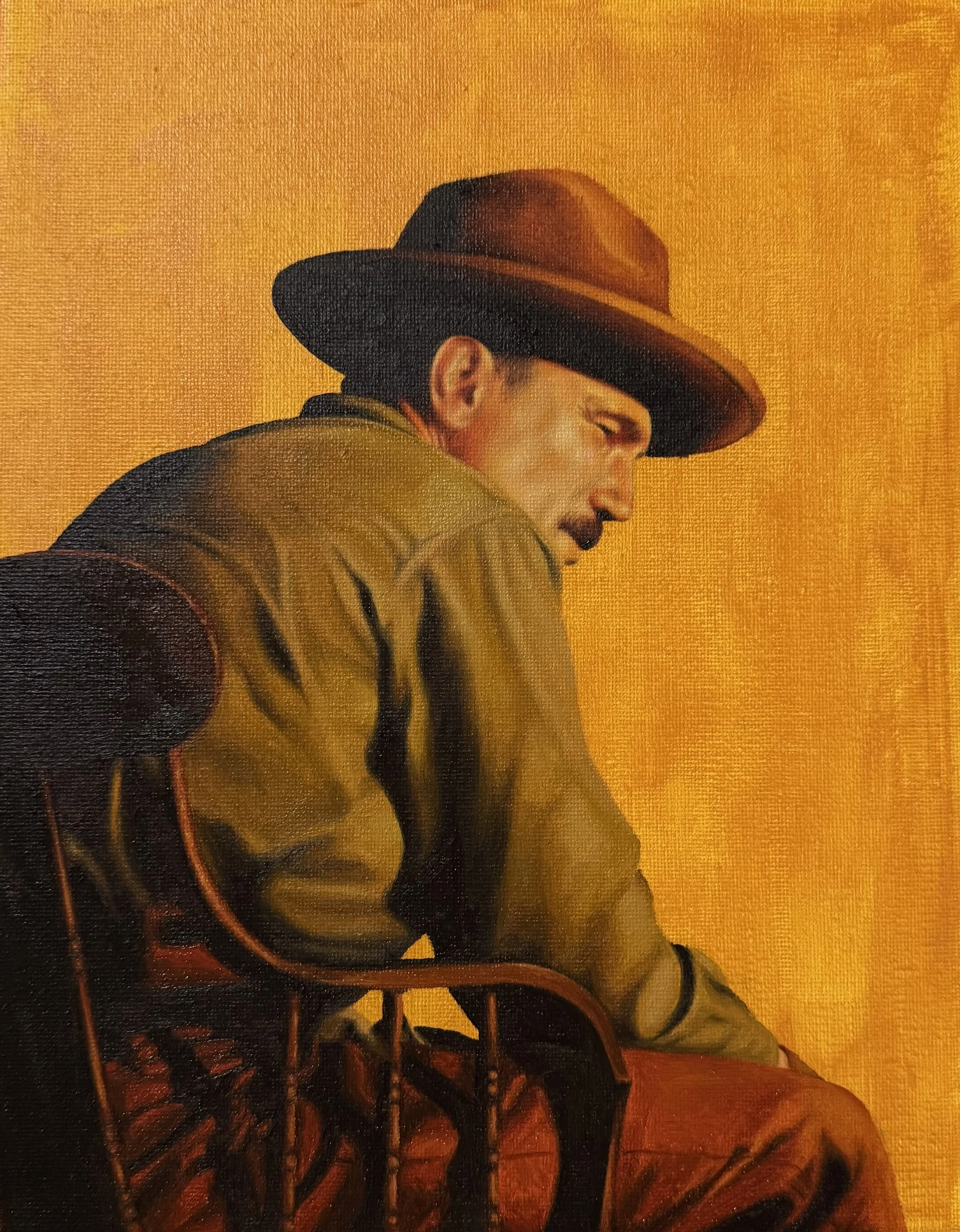 "Hardly Workin'" 25x30cm acrylic and oil on canvas