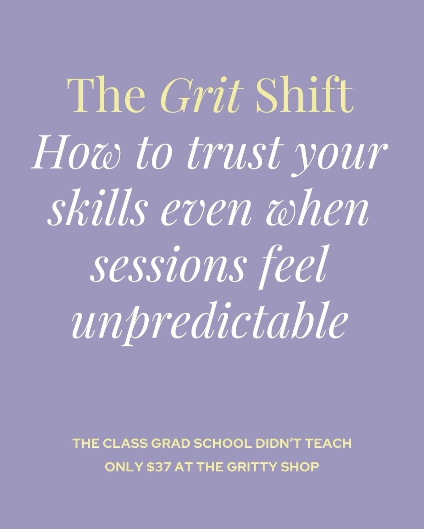 The Grit Shift, Where Rookie Meets Ready is our new class we created to help you gain confidence as a therapist.

Sessions will always be unpredictable&hellip;but that doesn&rsquo;t mean you are unprepared.

The grit shift isn&rsquo;t about controlli